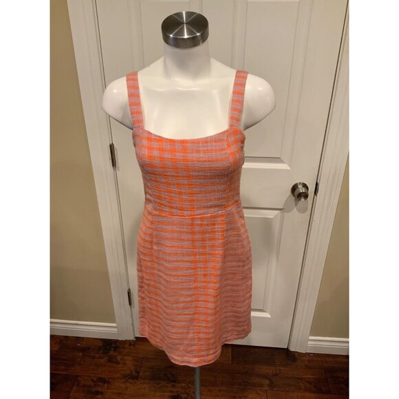 Free People Pink & Orange Check Mini Dress Jumper, W/ Adjustable Straps, Size XS - Picture 1 of 8